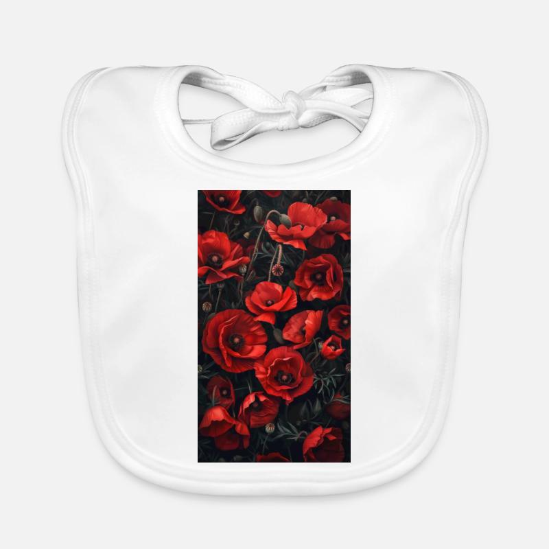 Affiche Coquelicot Plante BG 48 - Bavoir bio Bébé - blanc