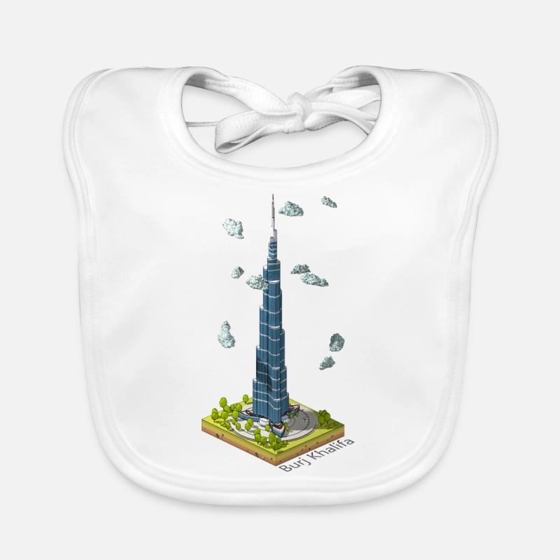 Geometric low poly Burj Khalifa Organic Baby Bibs