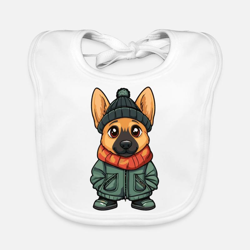 Schäferhund Hund Cartoon Baby Bio-Lätzchen
