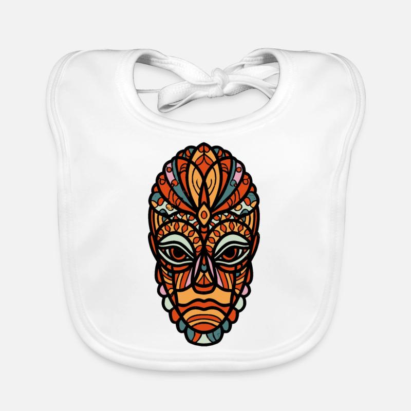 Masque africain - Bavoir bio Bébé - blanc