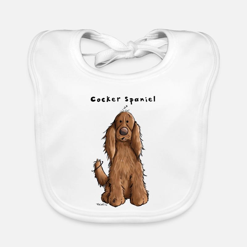 Drôle Cocker Spaniel - Bavoir bio Bébé - blanc