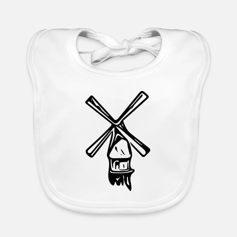 Vintage minimalist nostalgic windmill Organic Baby Bibs