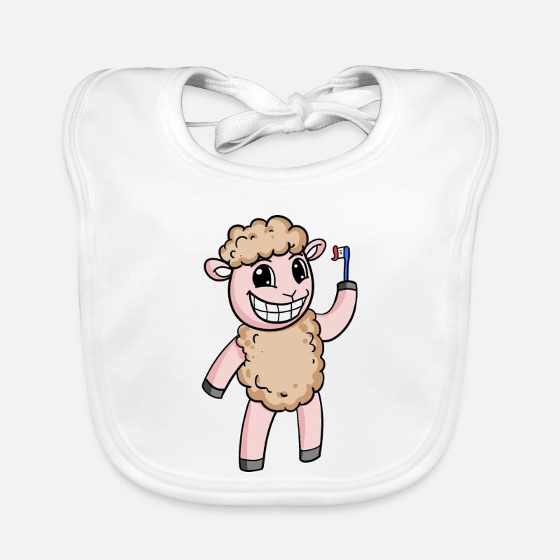 Sheep with toothbrush Organic Baby Bibs