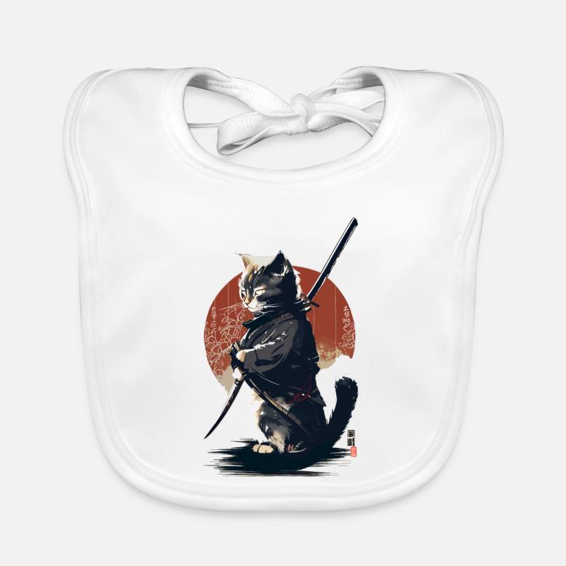 Kawaii Neko Samurai : chat samouraï Bavoir bio Bébé