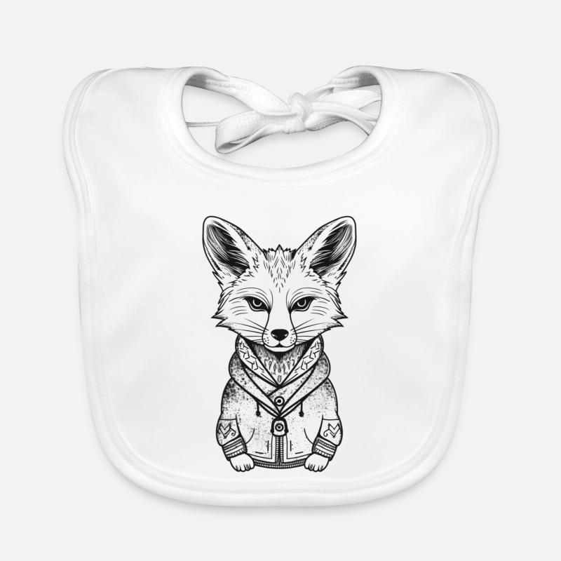 Renard avec illustration de sweat à capuche - Bavoir bio Bébé - blanc