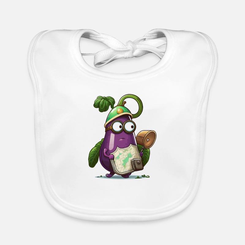 Expéditions aubergines - Bavoir bio Bébé - blanc