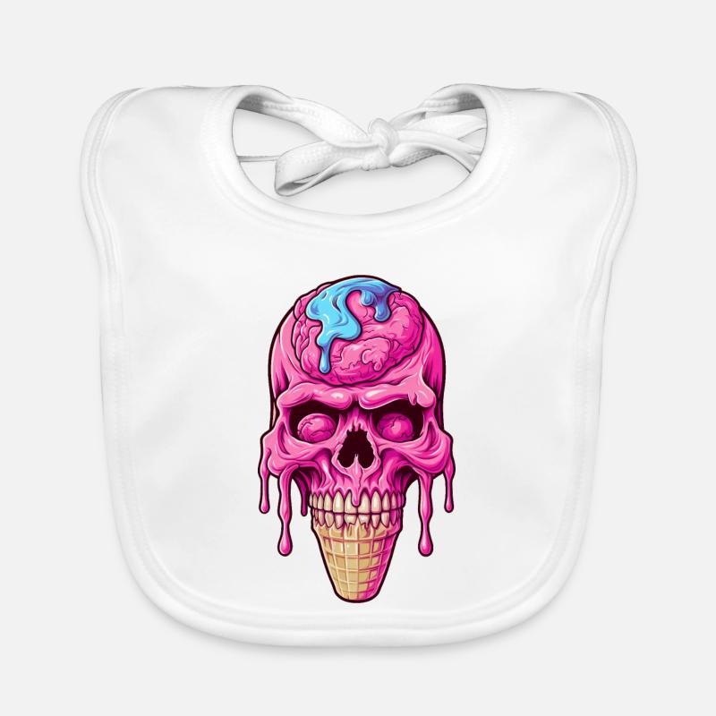 Skull Ice Cream Cone - Happy Halloween Organic Baby Bibs