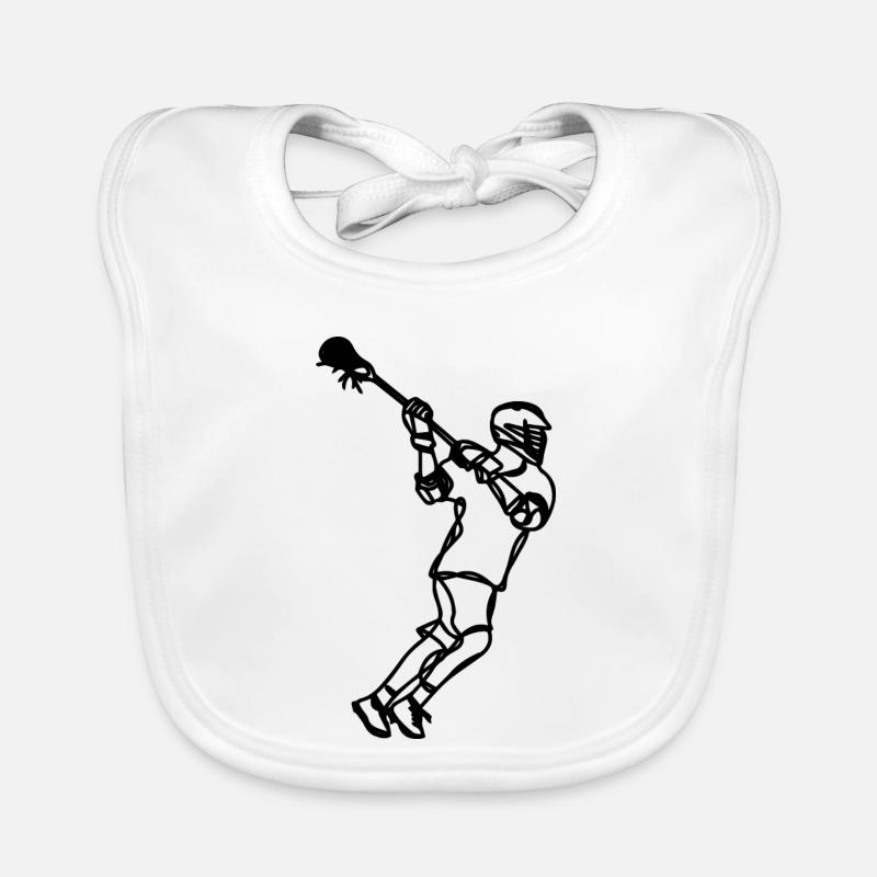 Lacrosse Player Sketch Organic Baby Bibs