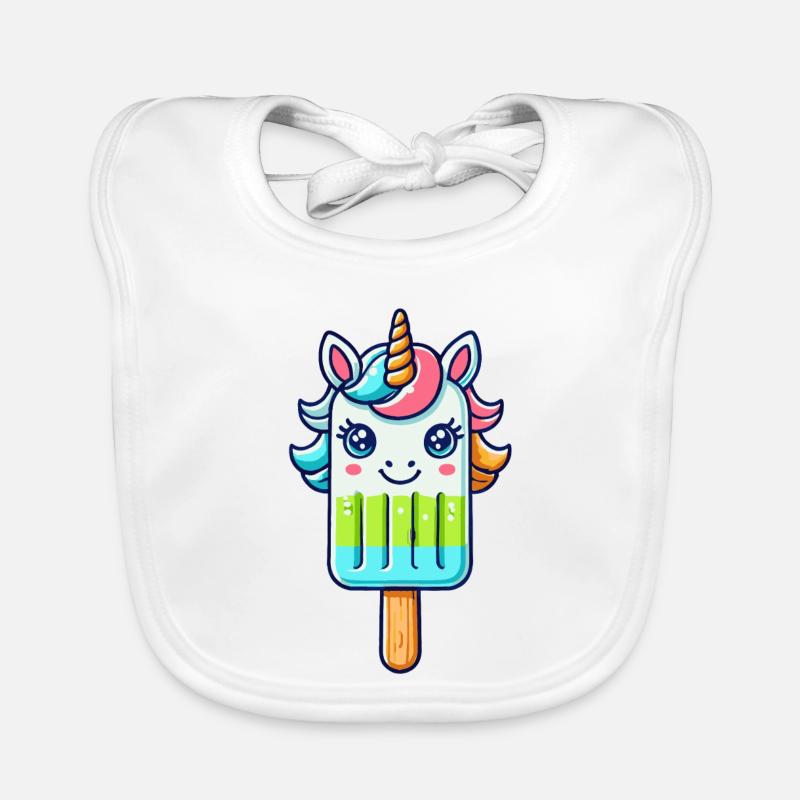 Ein Eis am Stil in Form eines bunten Einhorns Baby Bio-Lätzchen