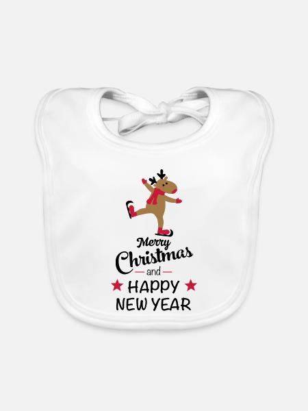 Lustige Weihnachten - Baby Bio-Lätzchen - Weiß - Vorne
