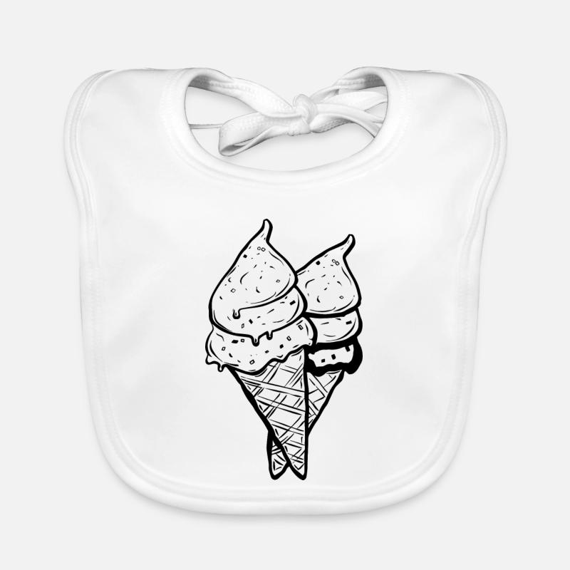 Cornets de crème glacée Dessin - Bavoir bio Bébé - blanc