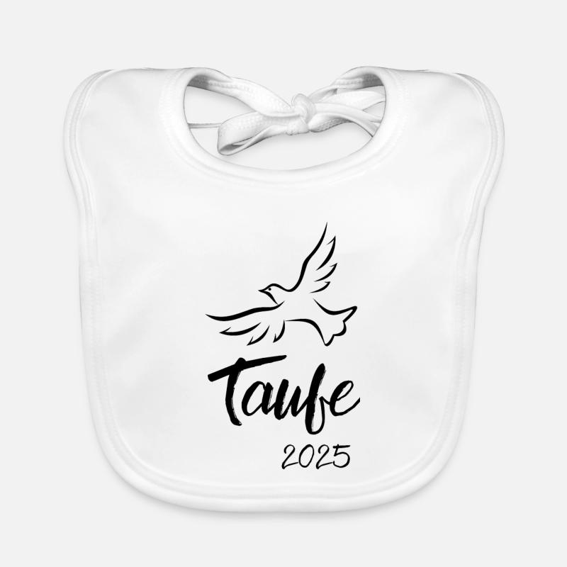 Taufe 2025 Taube abhebend Heiliger Geist Baby Bio-Lätzchen