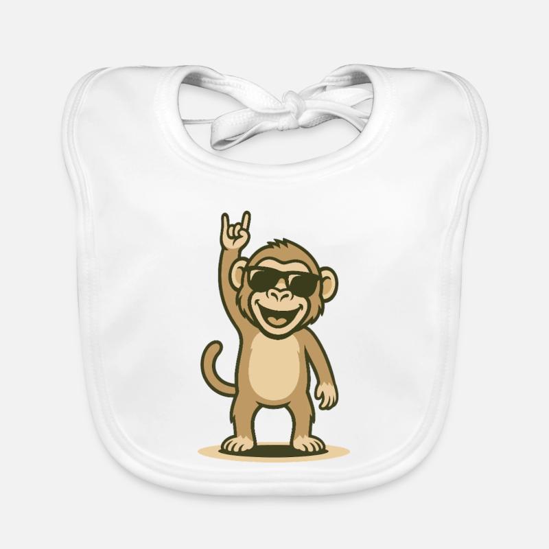Cool rocker baboon with sunglasses Organic Baby Bibs