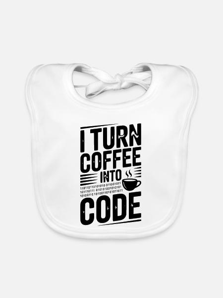 Je transforme le café en code - Bavoir bio Bébé - blanc - Devant
