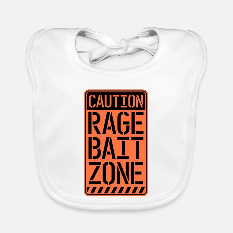 Warning Rage Bait Caution Zone Schild Spaß Warnung Baby Bio-Lätzchen