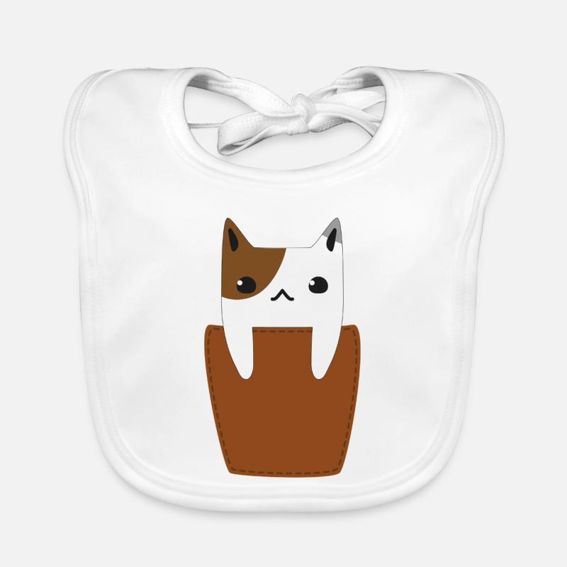 Poche poitrine avec chat Bavoir bio Bébé