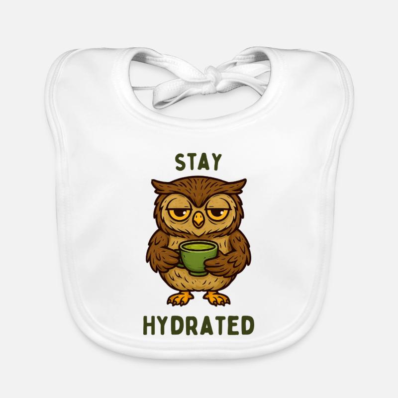 Restez hydrogéné – Hibou avec thé vert Bavoir bio Bébé