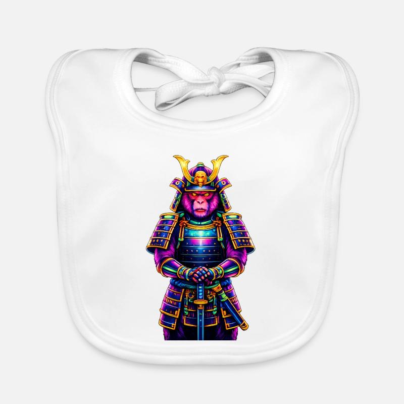 Neon-Samurai-Affe Japanisches Krieger-Tier Baby Bio-Lätzchen