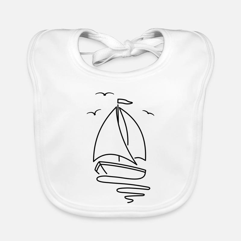 Segelboot mit zwei Segeln und einer Flagge oben. Baby Bio-Lätzchen