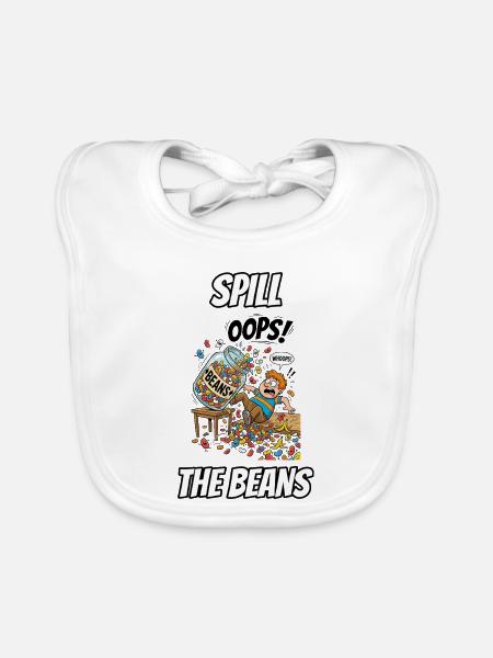 Spill the Beans – Lustige, wörtliche Idiom-Zeichentrickserie - Baby Bio-Lätzchen - Weiß - Vorne