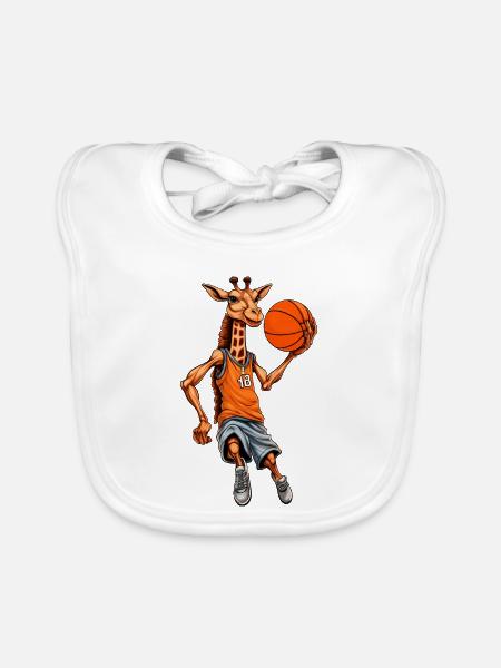 Giraffe Basketball - Baby Bio-Lätzchen - Weiß - Vorne