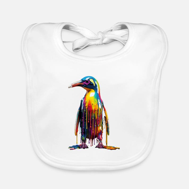 Pingouin arc-en-ciel Bavoir bio Bébé