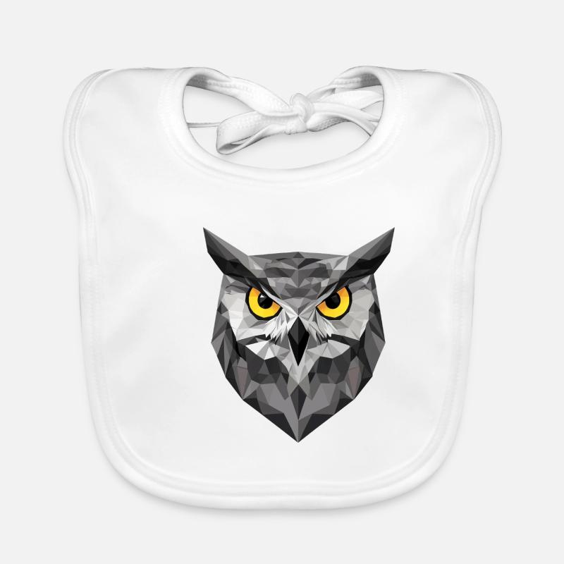 Low Poly Owl – modern design for the smart Organic Baby Bibs