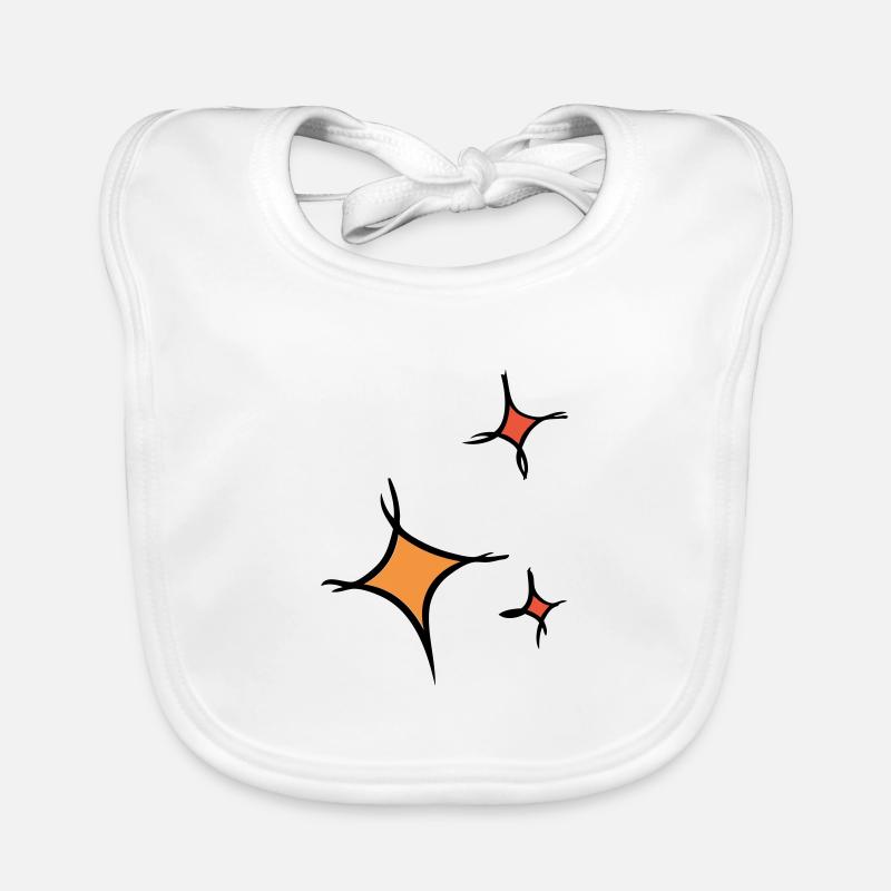 Sternchen. Drei bunte Sterne, hand gezeichnet. Baby Bio-Lätzchen