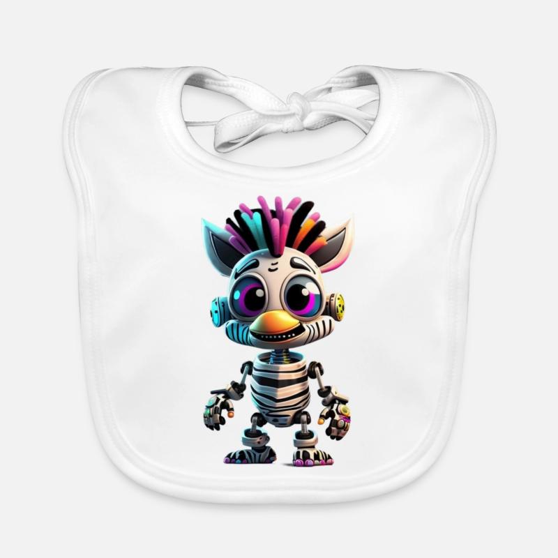 Robot zèbre - Bavoir bio Bébé - blanc
