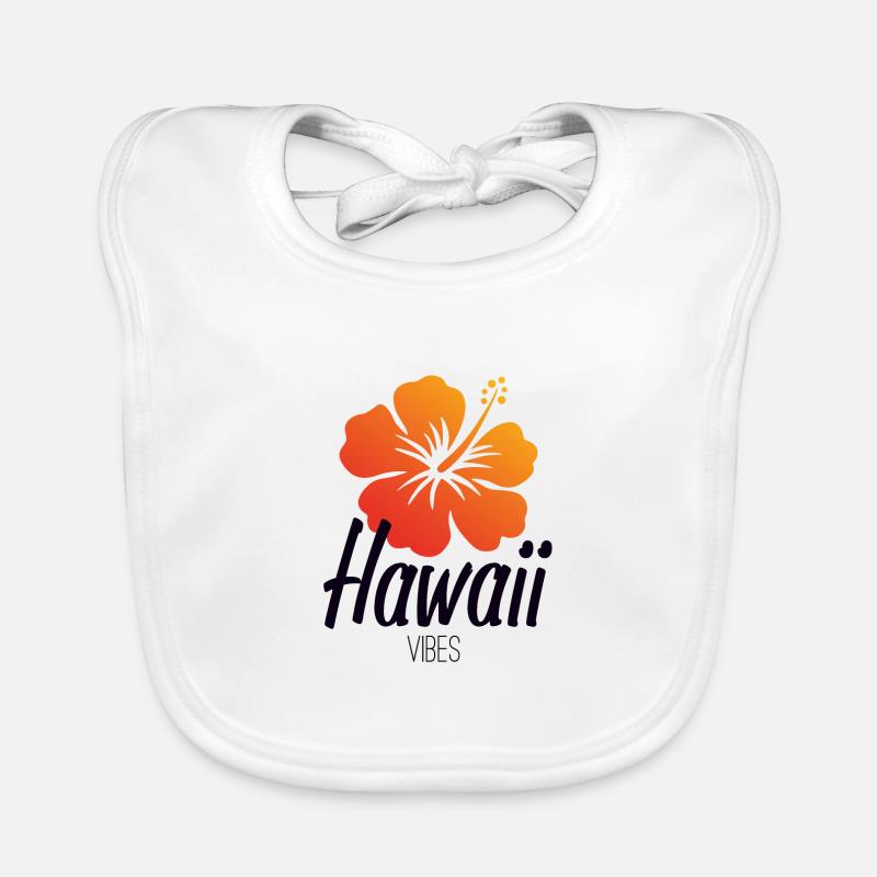 Hawaii vibes - Bavoir bio Bébé - blanc