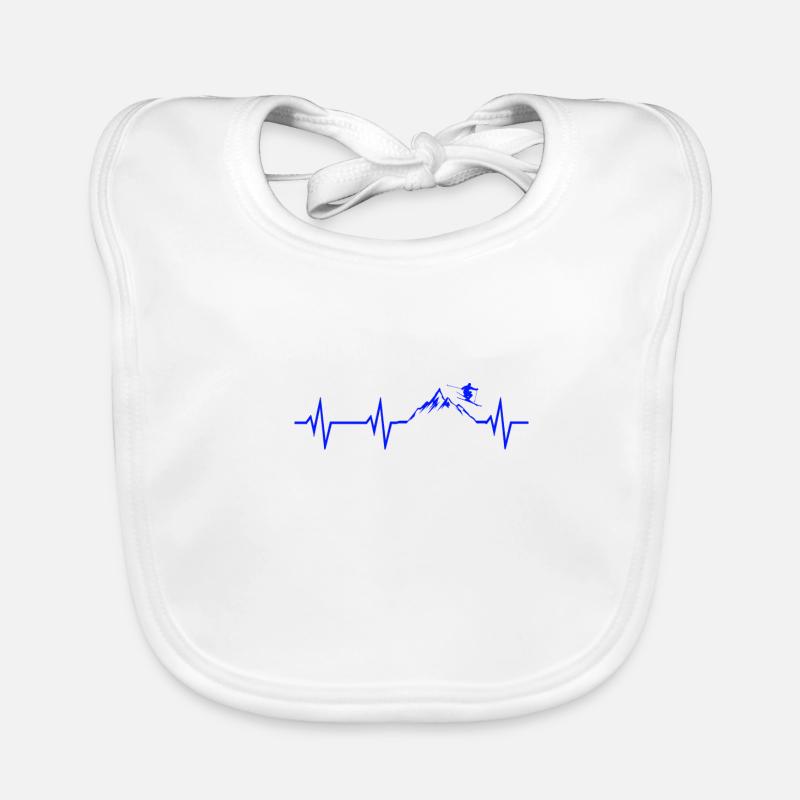 Ski Heartbeat Mountains Ski ECG Cadeau Tshirt Bavoir bio Bébé
