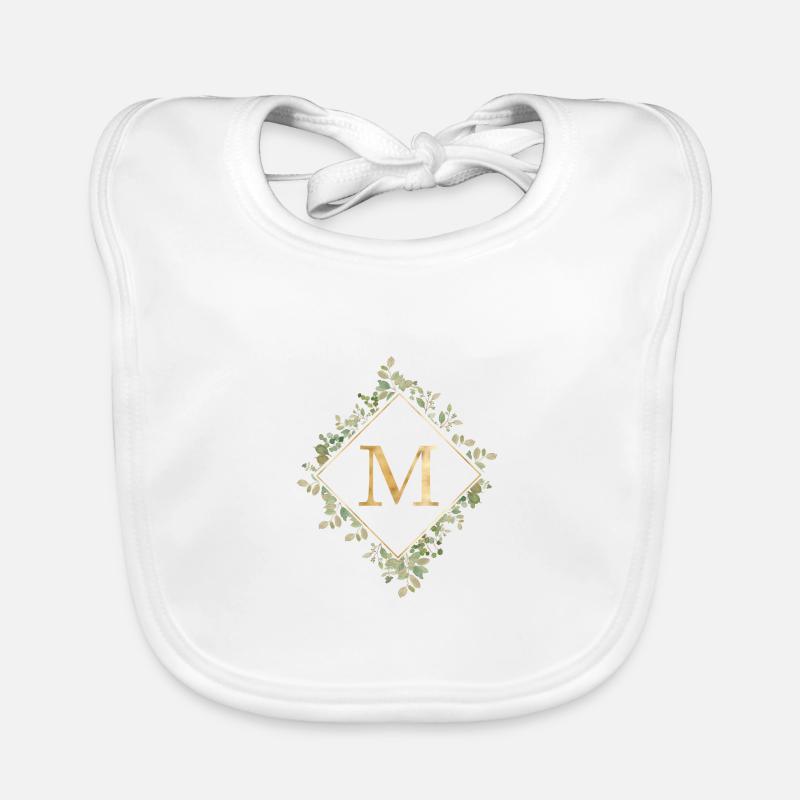 M Monogramm Eukalyptus Kranz Baby Bio-Lätzchen
