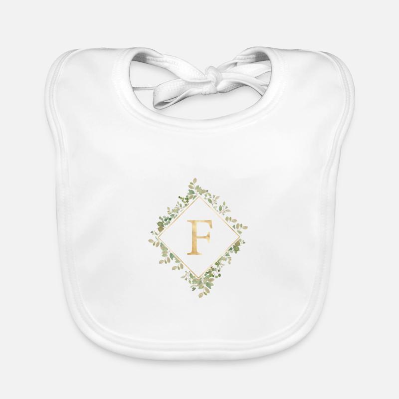F Monogramm Eukalyptus Kranz Baby Bio-Lätzchen