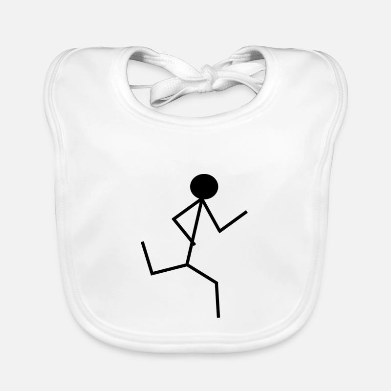 Stickman run schwarz Baby Bio-Lätzchen