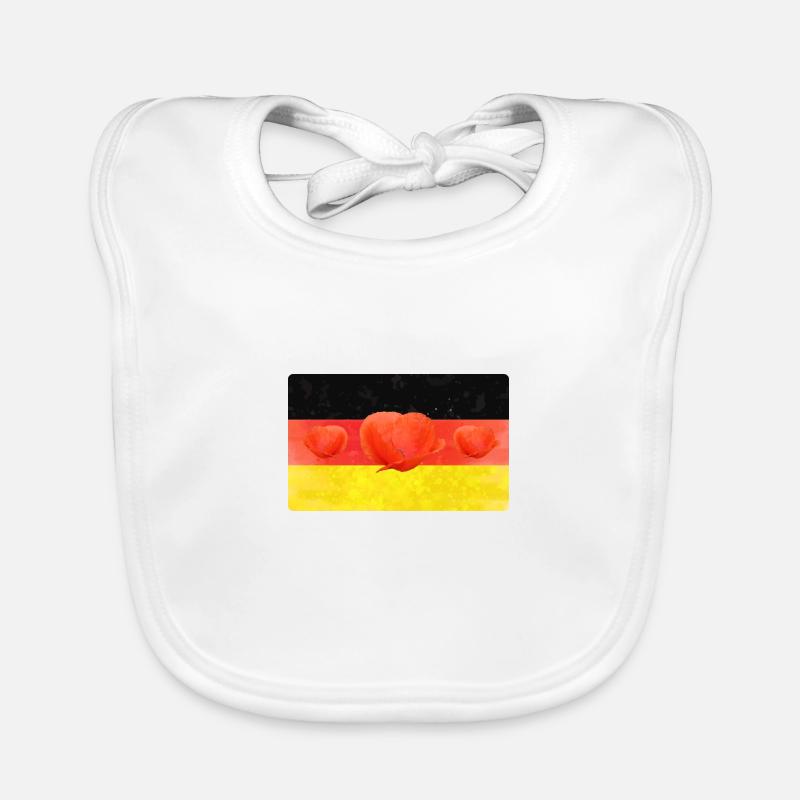 Germany Flag with Poppy Organic Baby Bibs