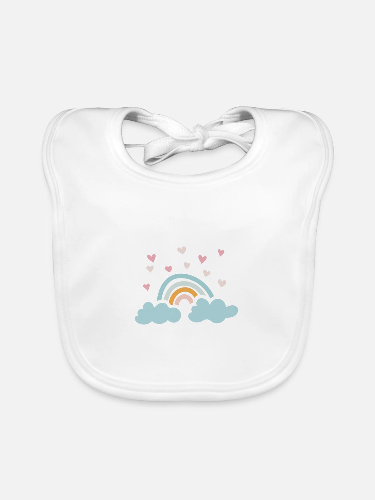 Rainbow Clouds - Bavoir bio Bébé - blanc - Devant