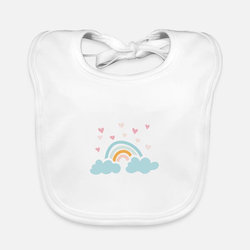 Rainbow Clouds - Bavoir bio Bébé - blanc