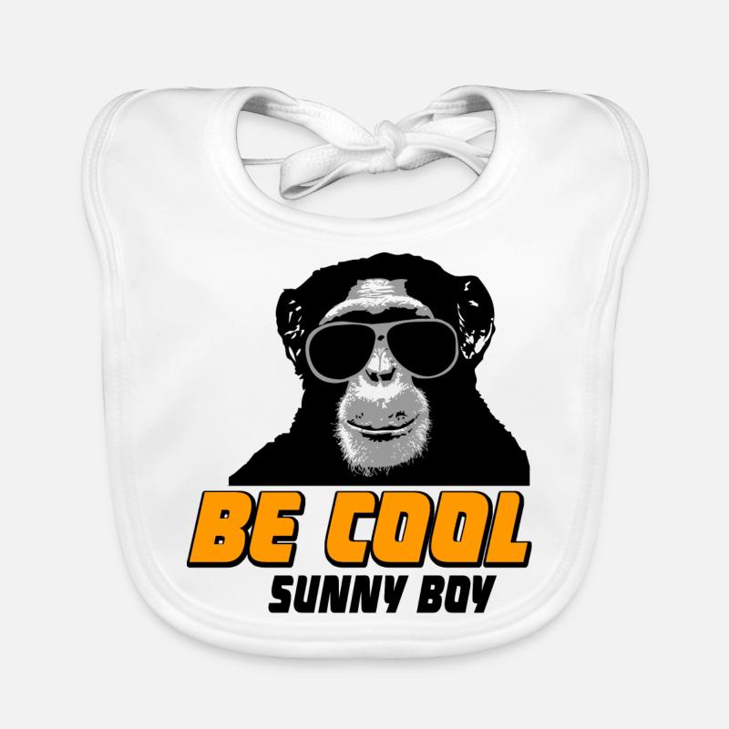 Chimpanzé - singe - Bavoir bio Bébé - blanc