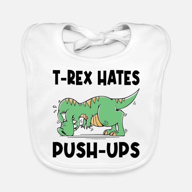 T-Rex déteste les pompes Push-ups Humour drôle Bavoir bio Bébé