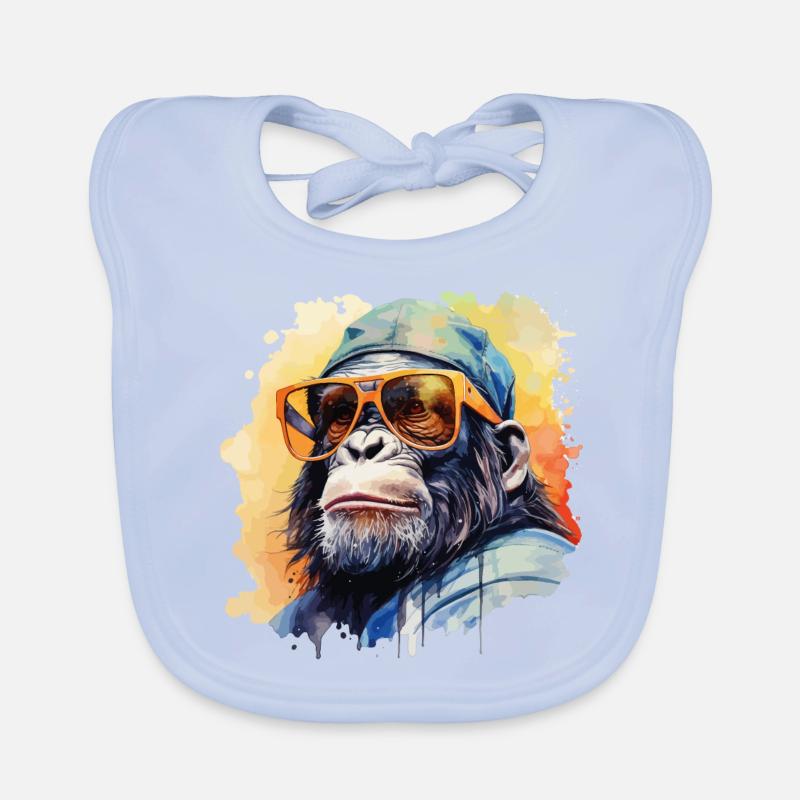 Monkey Sunglasses Cap Cool Chimpanzee Gorilla Organic Baby Bibs