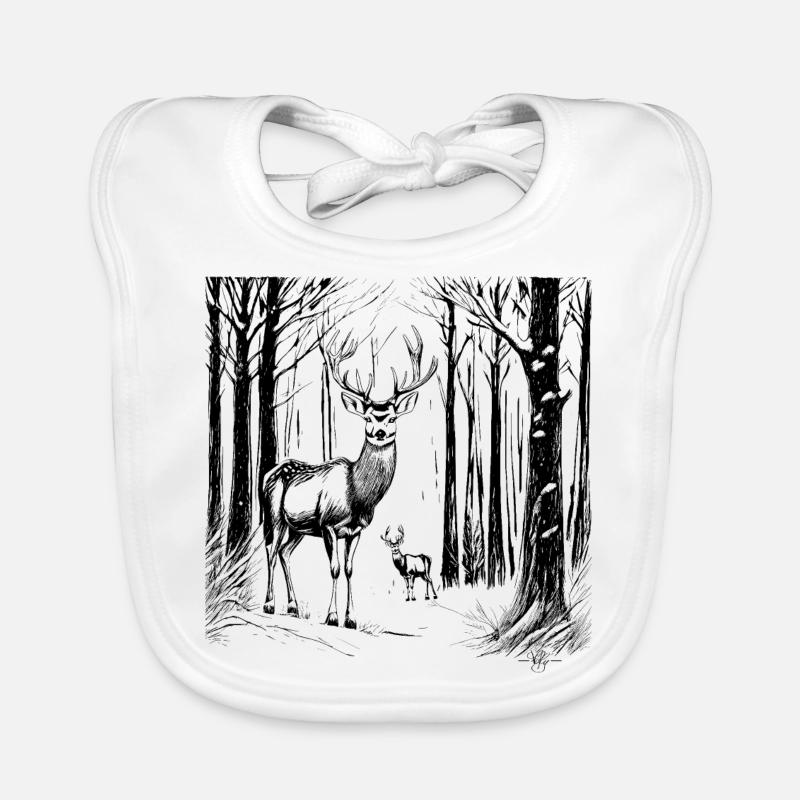 Cerfs dans la neige Bavoir bio Bébé