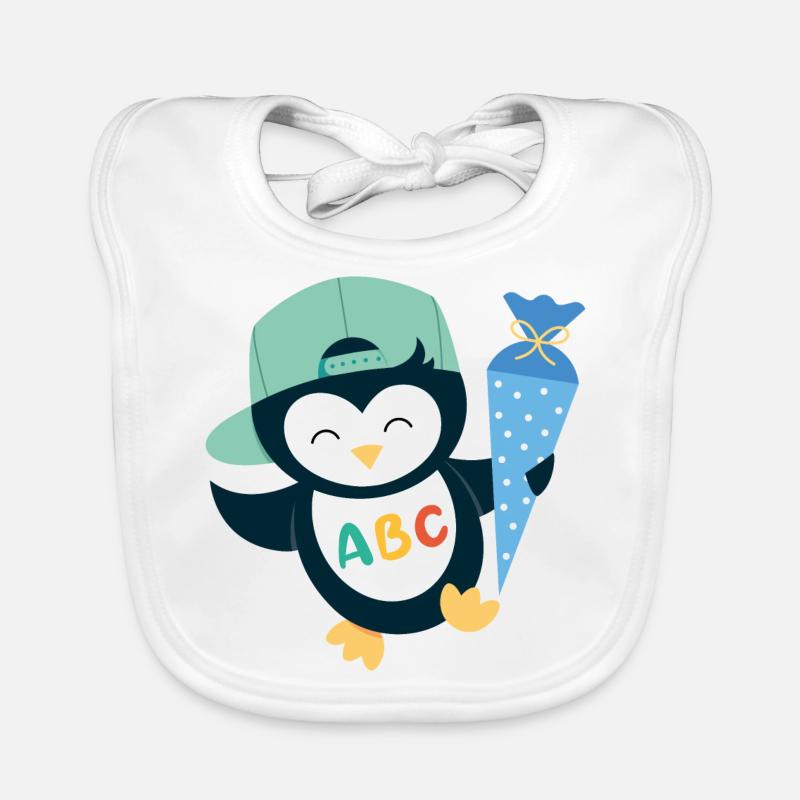 Pinguin mit Schultüte Einschulung Schulkind Baby Bio-Lätzchen