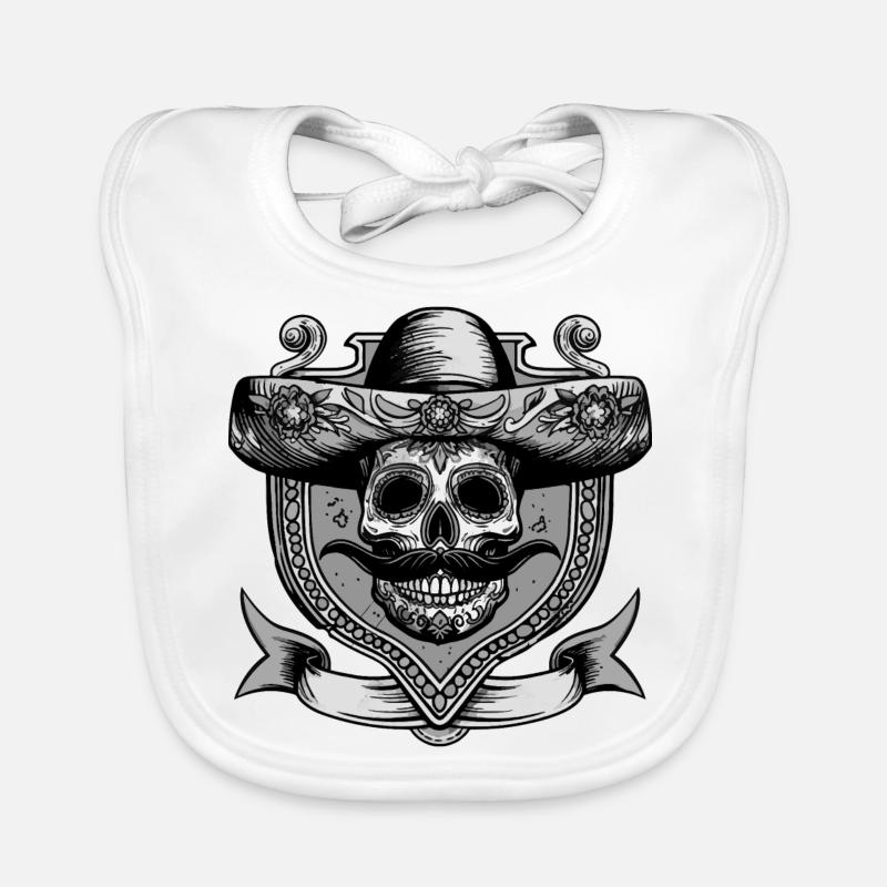 Mexican Skull Sombrero Crest Organic Baby Bibs
