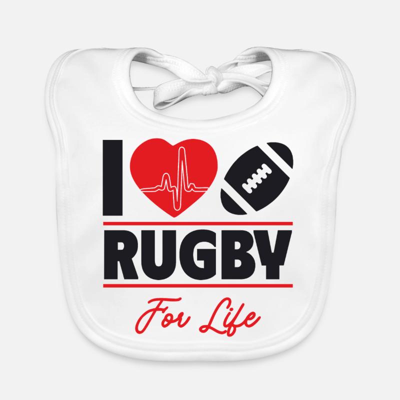 Le rugby c’est ma vie, idée cadeau Bavoir bio Bébé