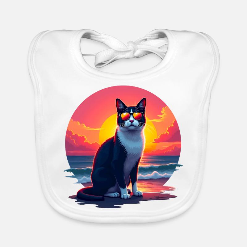 Chat sur la plage Bavoir bio Bébé