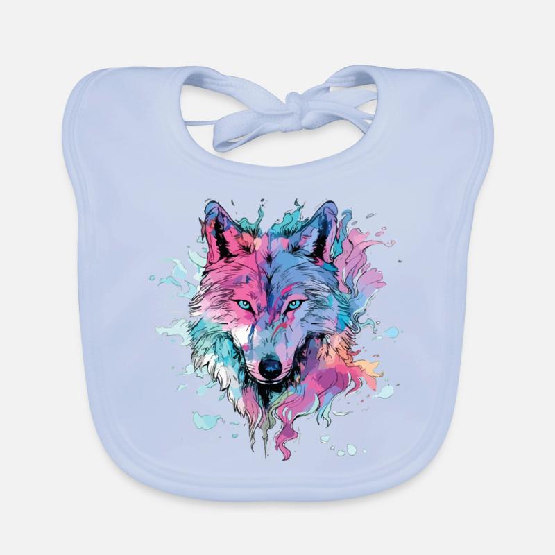 Wolf Wolf Head Predator Forest Nature Wilderness Art Organic Baby Bibs