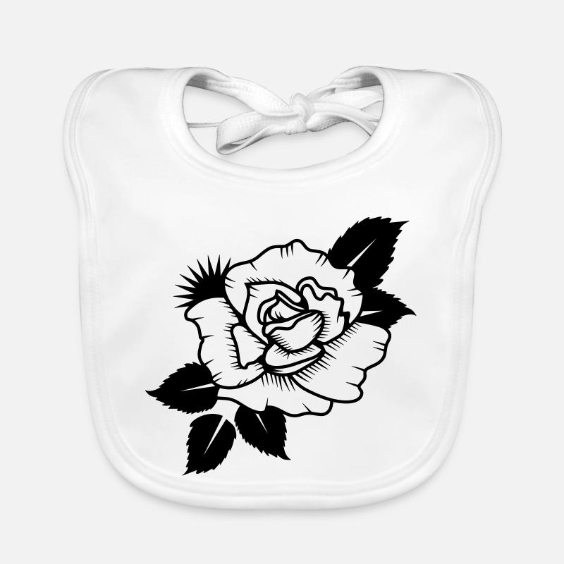 gezeichnete Rose Baby Bio-Lätzchen