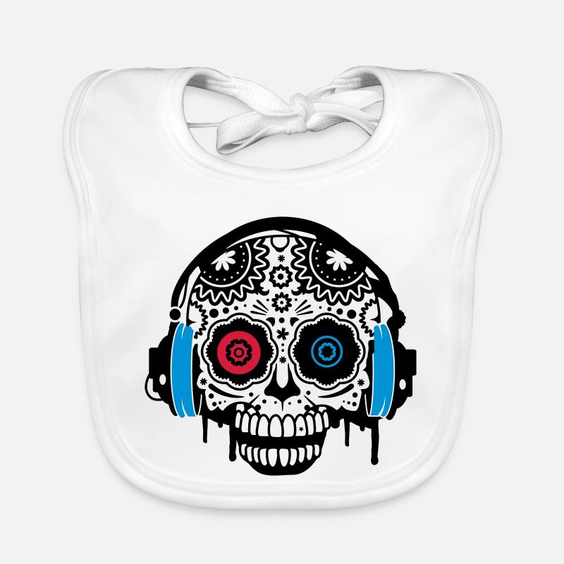 Sugar Skull mit Kopfhörer Baby Bio-Lätzchen