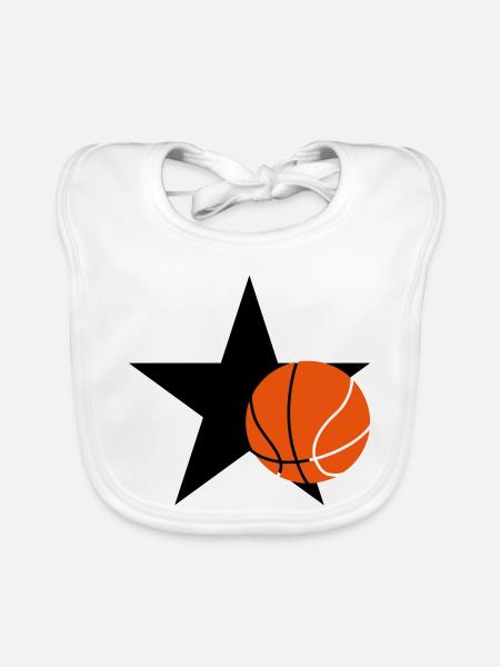 Basketball - Basket Ball - Game - Sport - Player - Bavoir bio Bébé - blanc - Devant