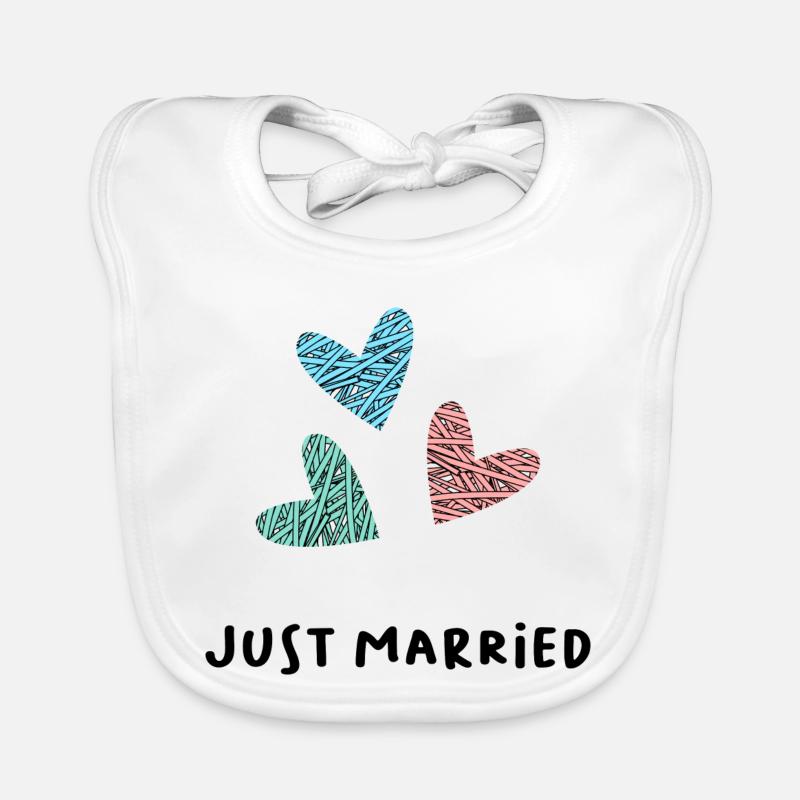 JUST MARRIED. VIVE LES MARIES. SAINT VALENTIN Bavoir bio Bébé